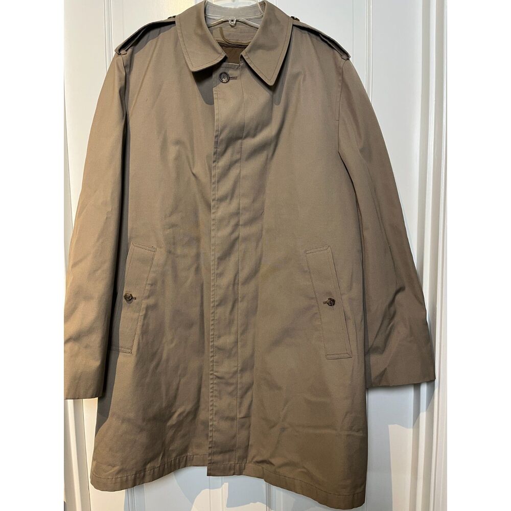 Vintage London Fog Maincoats Mens 42R Tan Trench Coat Removable Liner Londontown